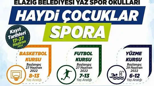 Elazığ Belediyesi yaz spor kurslarına kayıtlar başladı