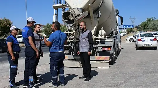 Elazığ Belediyesinden beton mikserlerine denetim
