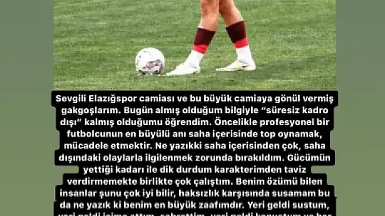 Kadro dışı kalan Feyzullah Şahin, Elazığspor'a veda etti
