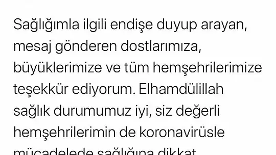 Başkan Şerifoğulları: Durumum iyi
