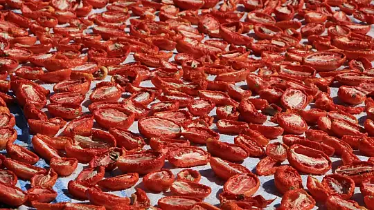 Kurutmalık domateslerle ay yıldızlı Türkiye haritası oluşturuldu