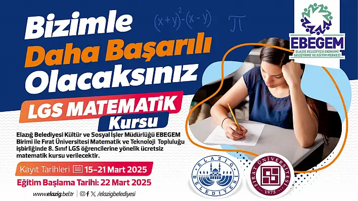 Elazığ Belediyesi'nden LGS'ye hazırlanan öğrencilere ücretsiz matematik kursu