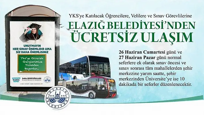 Elazığ Belediyesi'nden Ücretsiz Ulaşım Hizmeti