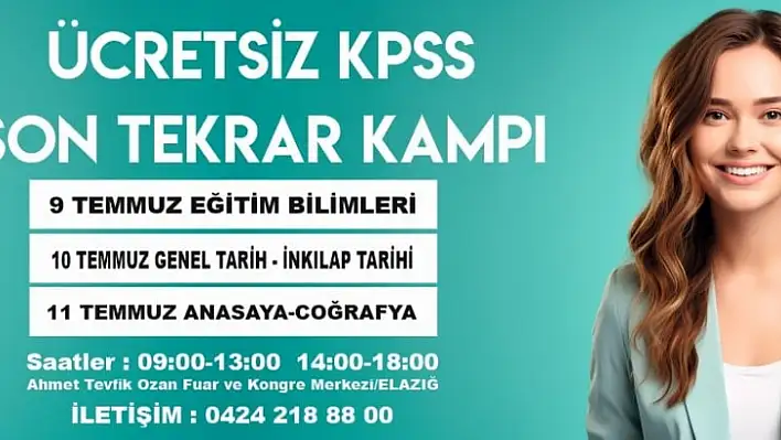 Elazığ Belediyesi ücretsiz KPSS son tekrar kampı başladı