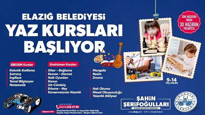 Elazığ Belediyesi yaz kursları başlıyor