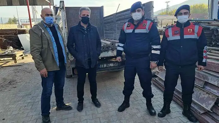 Elazığ'da  çalınan inşaat malzemeleri jandarma tarafından bulundu