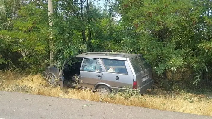 Elazığ'da  otomobil elektrik direğine çaptı: 2 yaralı