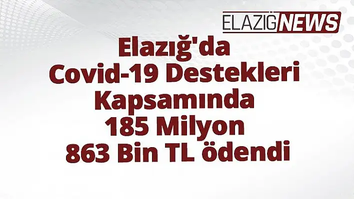 Elazığ'da Covid-19 destekleri kapsamında 185 milyon 863 bin TL ödendi