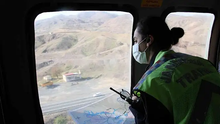 Elazığ'da helikopter destekli trafik denetimi