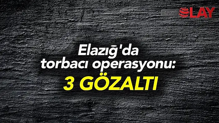 ​​​​​​​Elazığ'da torbacı operasyonu: 3 Gözaltı