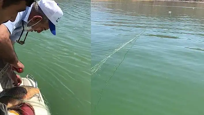 Keban Baraj Gölünde 2 Bin metre kaçak balık ağı ele geçirildi