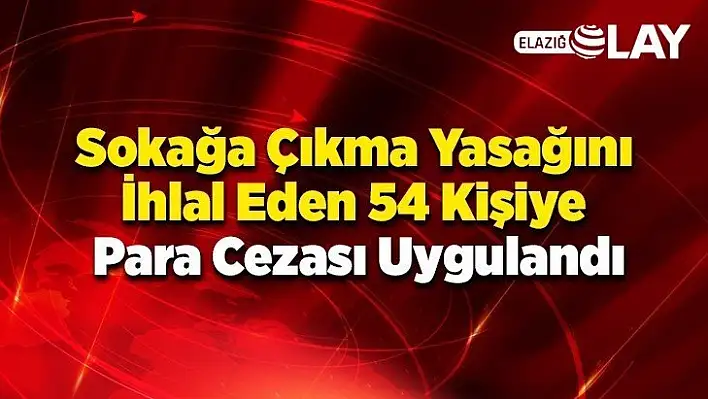 Sokağa Çıkma Yasağını İhlal Eden 54 Kişiye Para Cezası Uygulandı