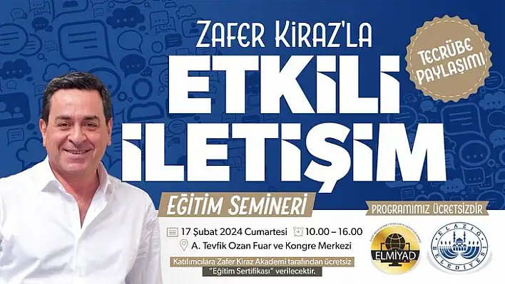 Ünlü sunucu Zafer Kiraz, Elazığ'da seminer verecek