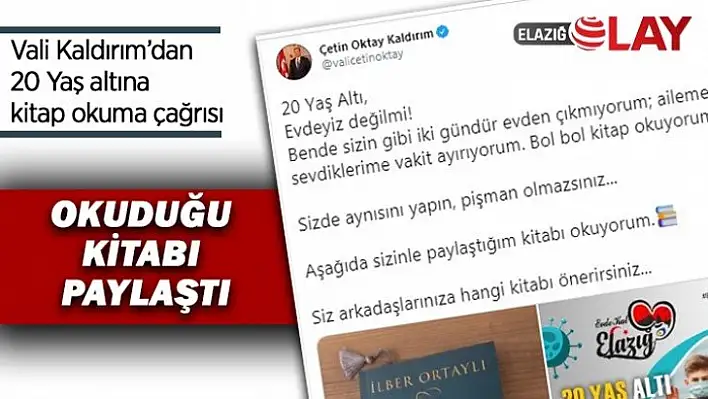 Vali Kaldırım'dan 20 Yaş altına kitap okuma çağrısı