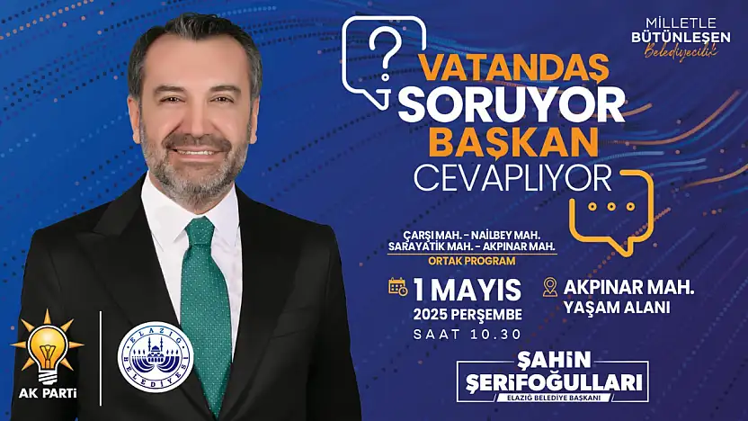 Başkan Şerifoğulları, Akpınar Mahallesi'nde vatandaşların sorularını yanıtlayacak