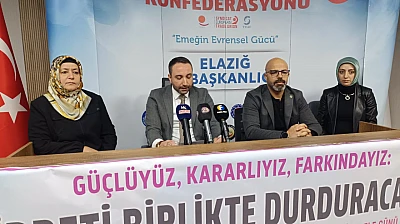 HAK-İŞ Elazığ İl Başkanlığı'ndan 25 Kasım'da Kadına Yönelik Şiddete Karşı basın açıklaması