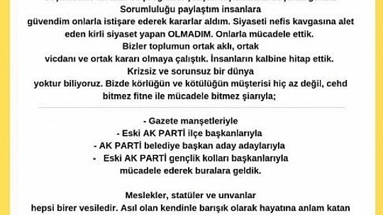 AK Parti ilçe Başkanı istifa etti