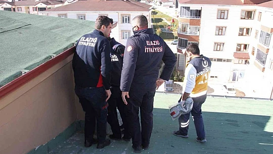 Bacadan binaya girdi, girdiği yerde sıkışınca yardımına itfaiye ekipleri yetişti