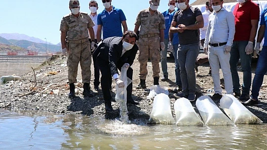 Beyhan Barajı'na 50 bin sazan yavrusu bırakıldı