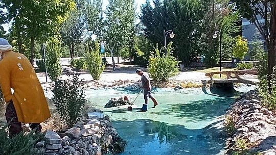 Elazığ Belediyesinden süs havuzları temizliği