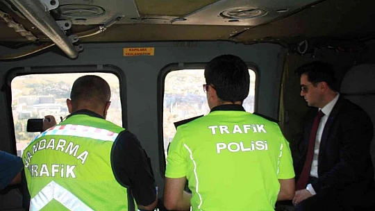 Elazığ'da bayram öncesi helikopter destekli trafik denetimi