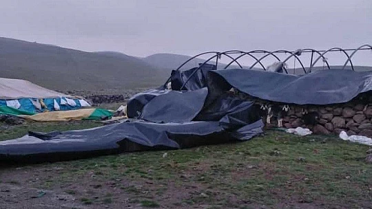Elazığ'da fırtına direkleri devirdi, çatıları uçurdu 10 kuzu telef oldu