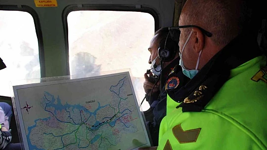Elazığ'da helikopter destekli trafik denetimi