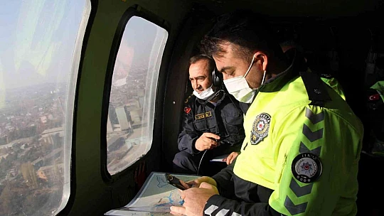 Elazığ'da helikopter destekli trafik denetimi