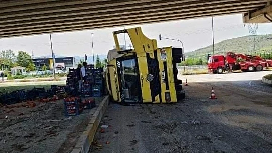 Elazığ'da sebze yüklü kamyon devrildi: 3 yaralı
