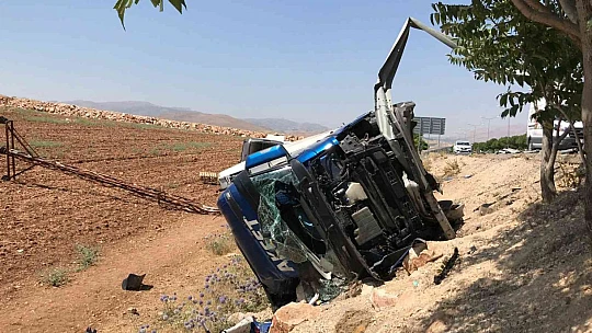 Tavuk yüklü tır şarampole devrildi: 1 yaralı