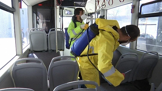 Halk Otobüsleri Dezenfeksiyon İşleminden Geçiriliyor