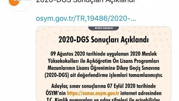 2020-DGS sonuçları açıklandı
