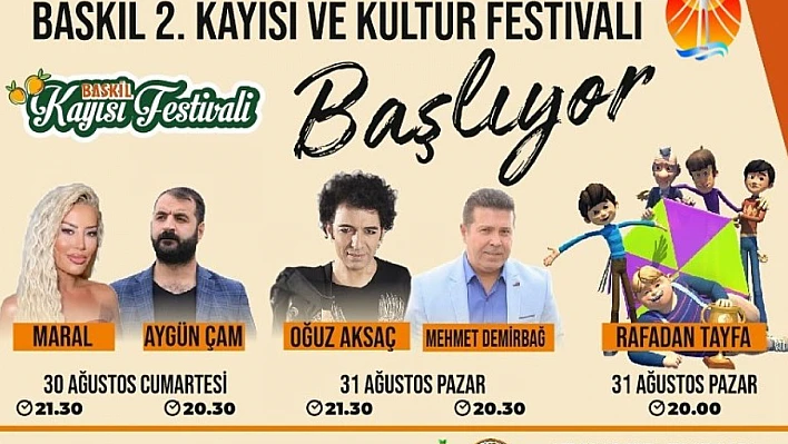 Baskil 2. Kayısı ve Kültür Festivali bugün başlıyor