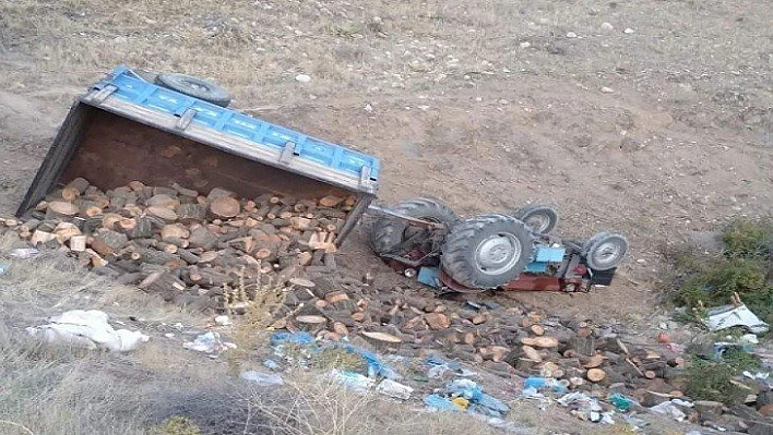 Kontrolden çıkan traktör uçuruma yuvarlandı