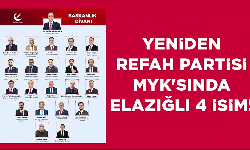 YENİDEN REFAH PARTİSİ BAŞKANLIK DİVANI'NDA 4 ELAZIĞLI İSİM!