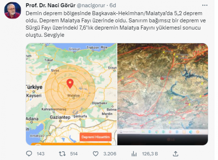 Naci Görür'den Malatya'daki depremle ilgili açıklama!